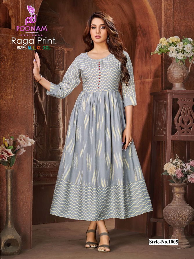 Poonam Raga Festive Wear Wholesale Printed Anarkali Kurtis
